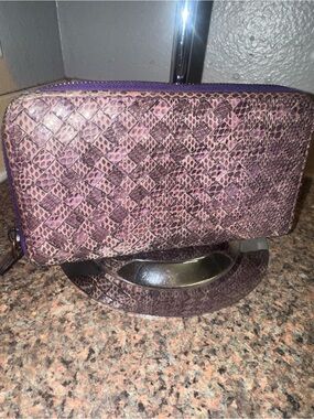 Bottega Veneta Purple Woven Zip Wallet